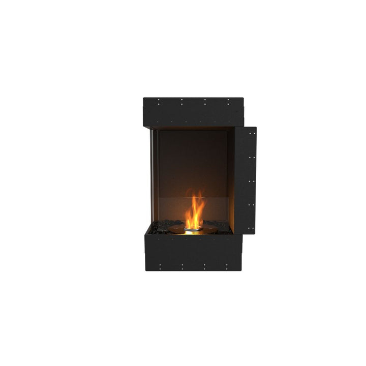 Flex 18LC Modern wall-mounted fireplace with flames on a white background