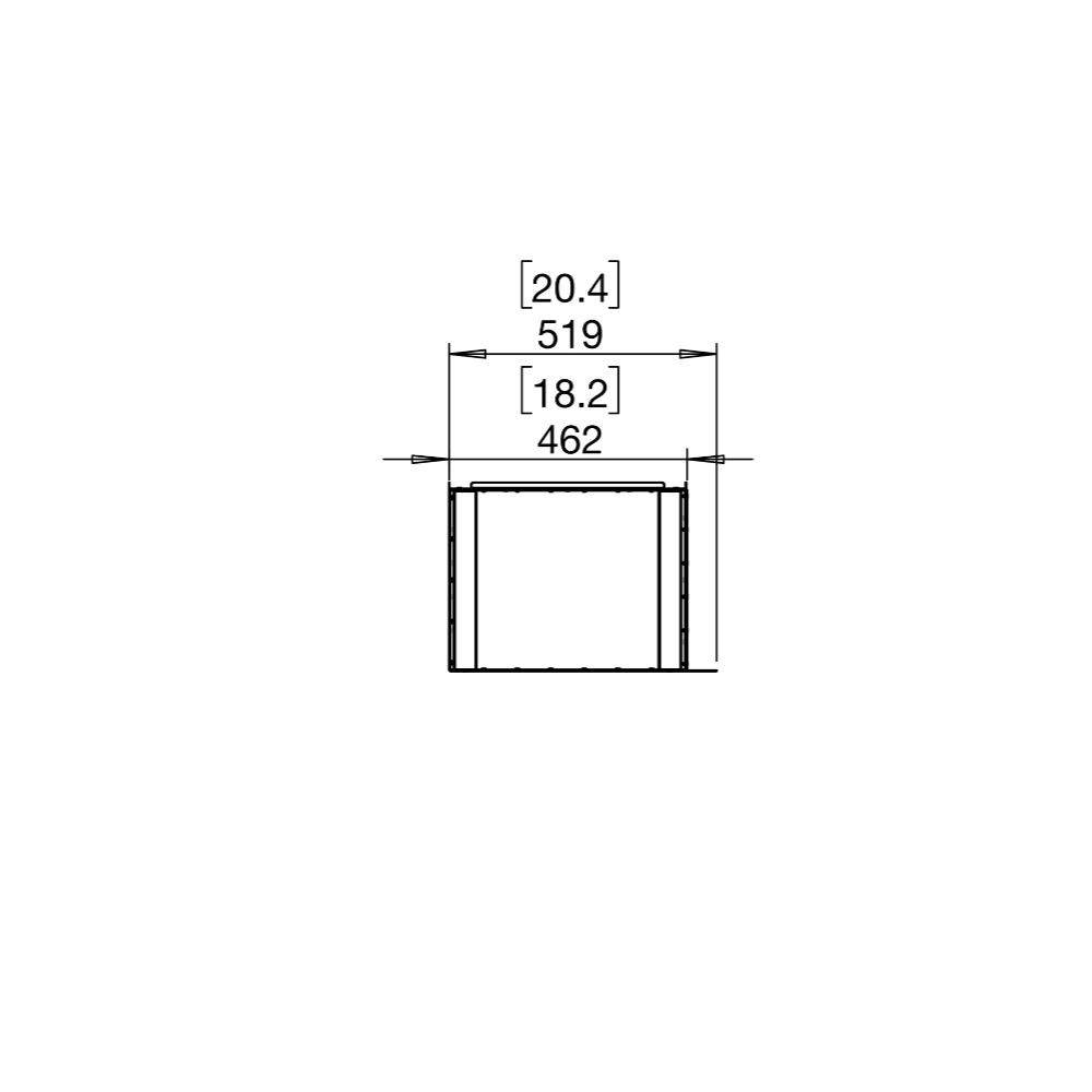 Flex 18LC Technical drawing of a rectangular component with dimensions