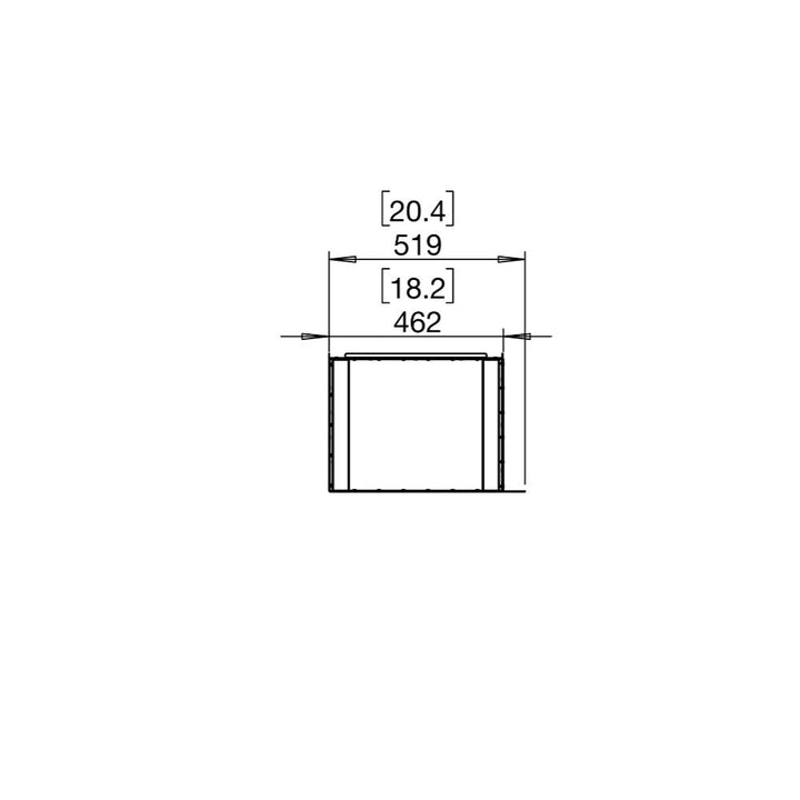 Flex 18LC Technical drawing of a rectangular component with dimensions