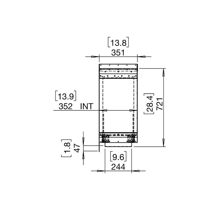 Flex 19PN Technical drawing of a rectangular component with dimensions