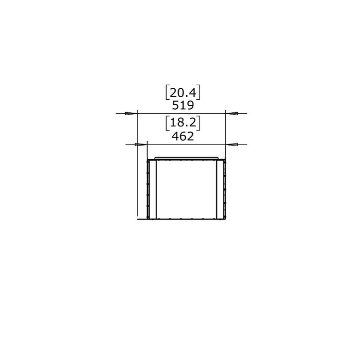 Flex 18RC Technical drawing of a rectangular object with dimensions labeled
