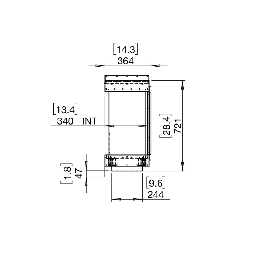 flex 18by ethanol bay fireplace insert technical drawing side