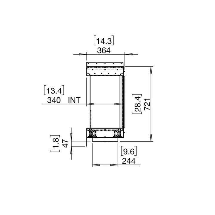 flex 18by ethanol bay fireplace insert technical drawing side