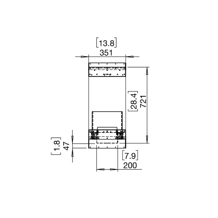 Flex 32IL Technical drawing with dimensions labeled on a white background
