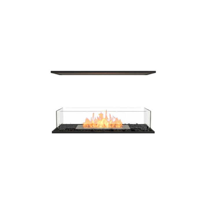 Flex 32IL Modern ethanol fireplace with glass cover on a white background
