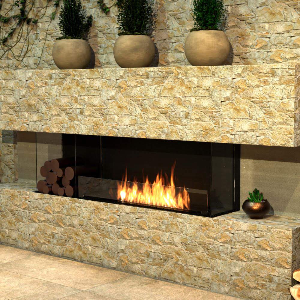 flex 32by bay ethanol fireplace insert Classic Living Room Stone Accents