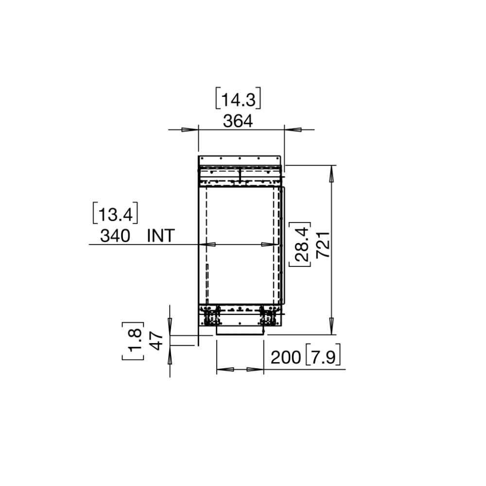 flex 32lc left corner ethanol fireplace insert Technical Drawing Side View