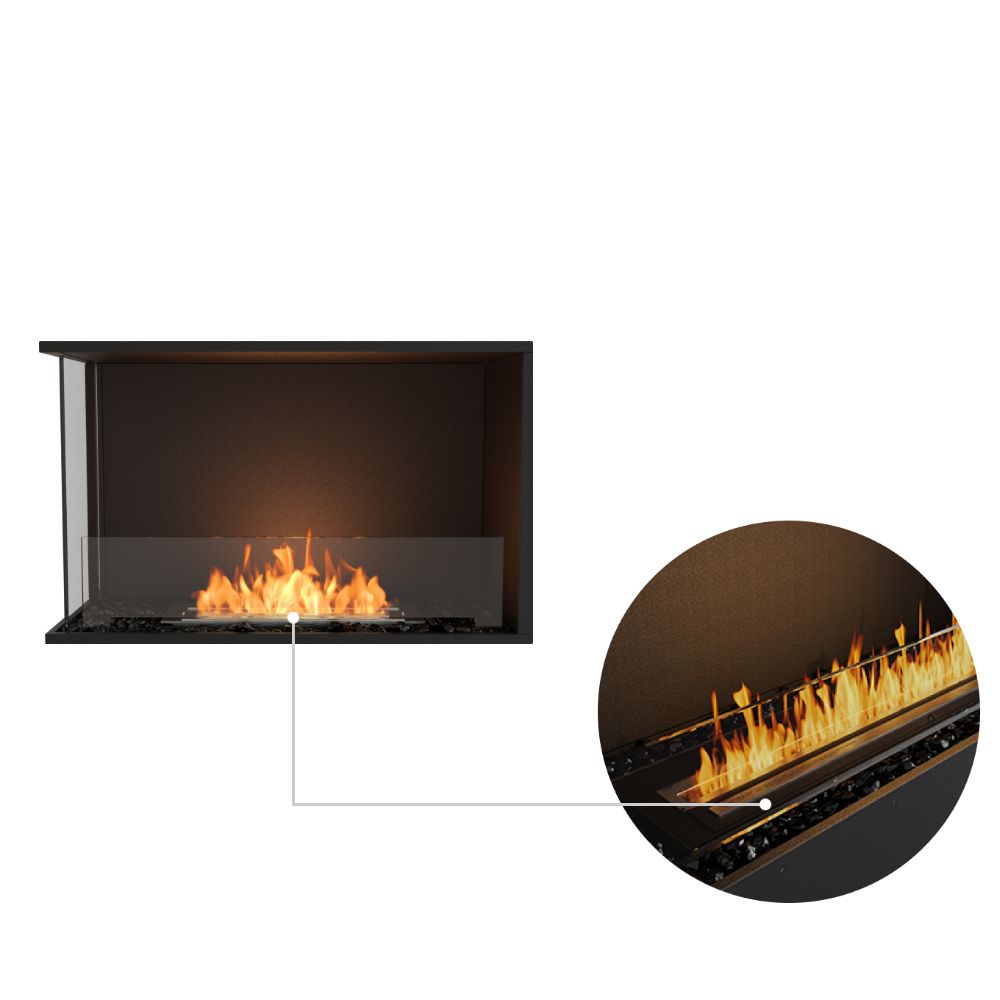 flex 32lc left corner ethanol fireplace insert black ceramic burner