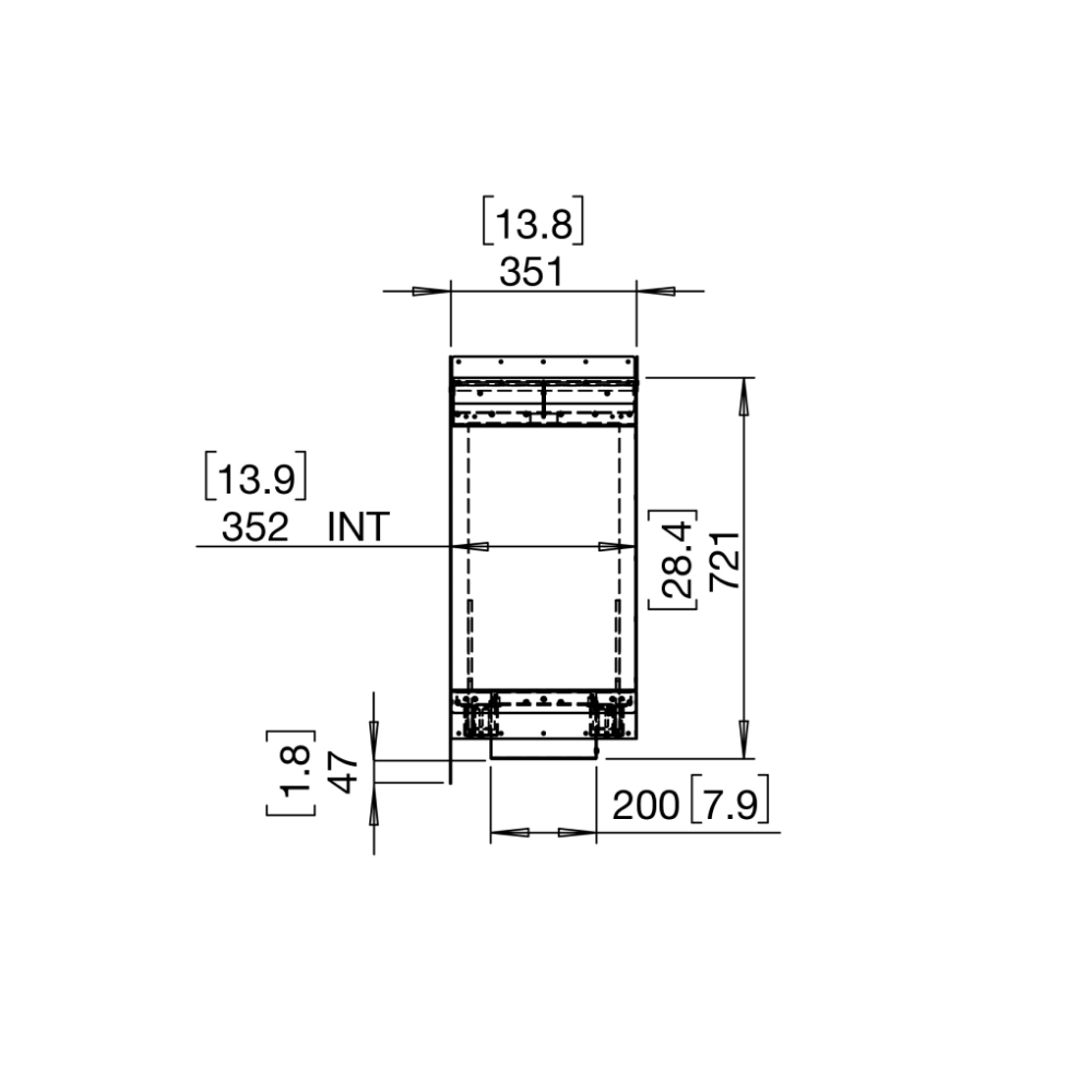 flex 32pn peninsula ethanol fireplace insert Technical Drawing Side View