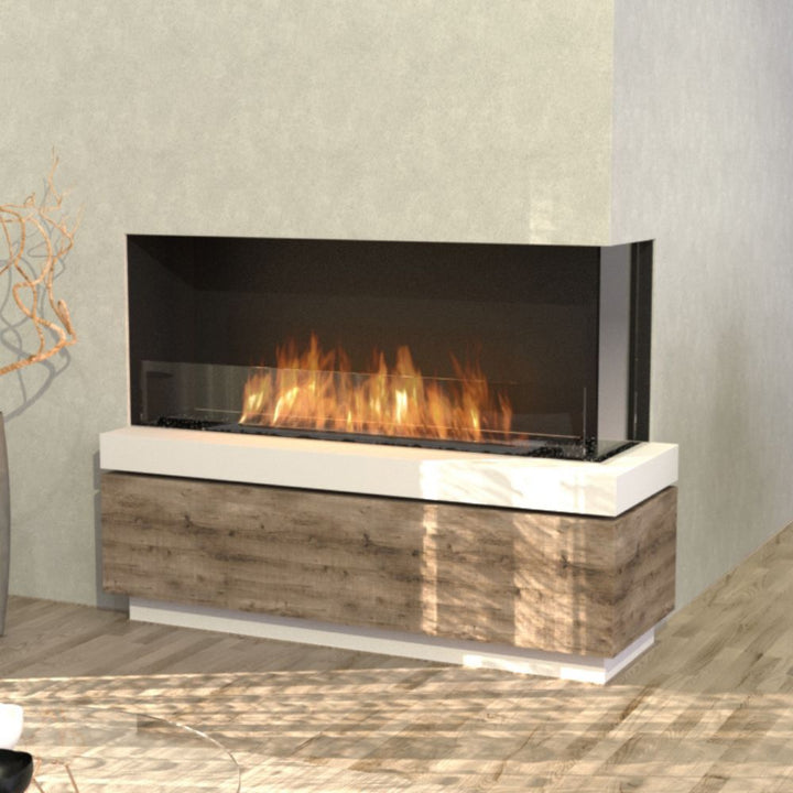 flex 32rc right corner ethanol fireplace insert Contemporary Living Room With Hardwood Floors