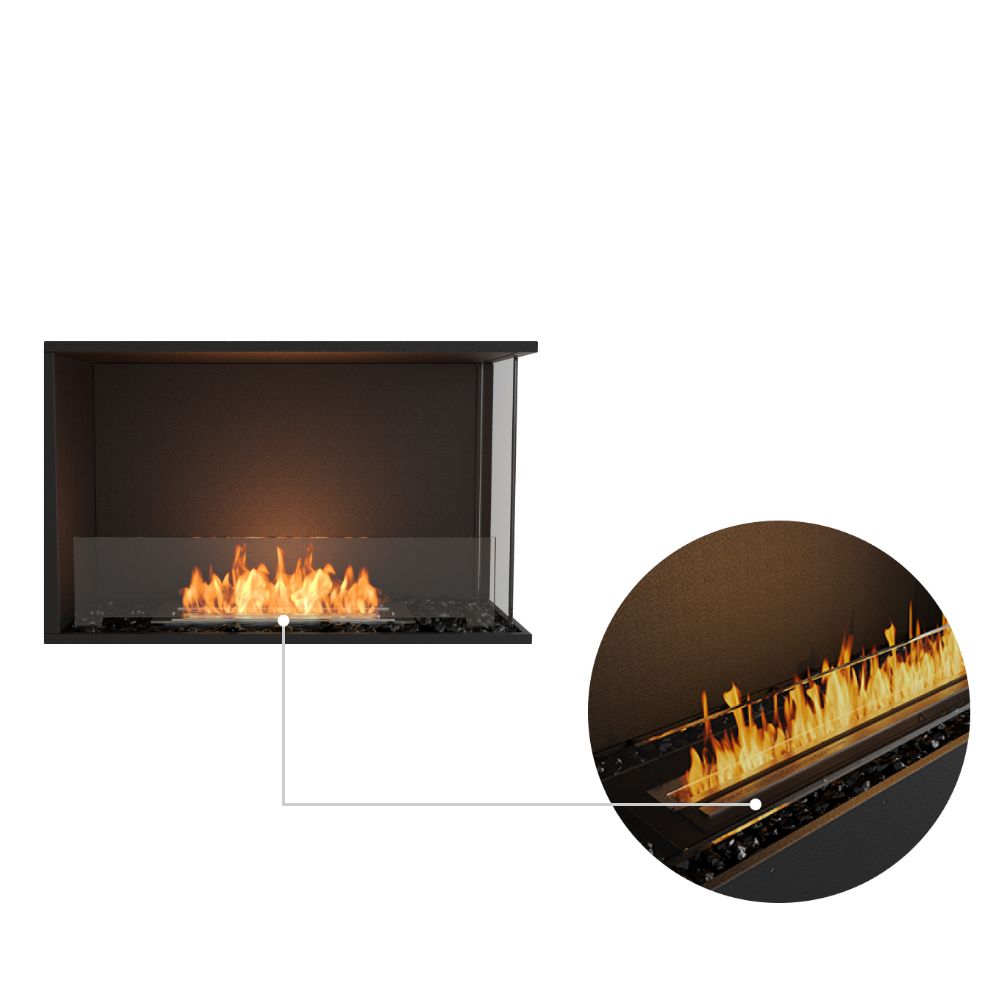 flex 32rc right corner ethanol fireplace insert black cermaic burner