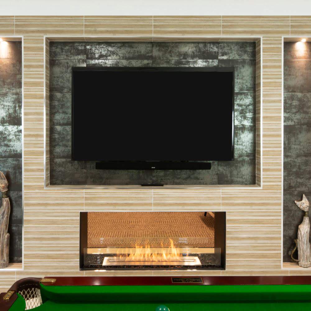 flex 42DB double sided ethanol fireplace insert Luxurious Marble Surround