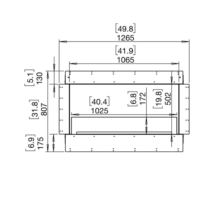 Flex 42IL Technical drawing with dimensions labeled on a white background