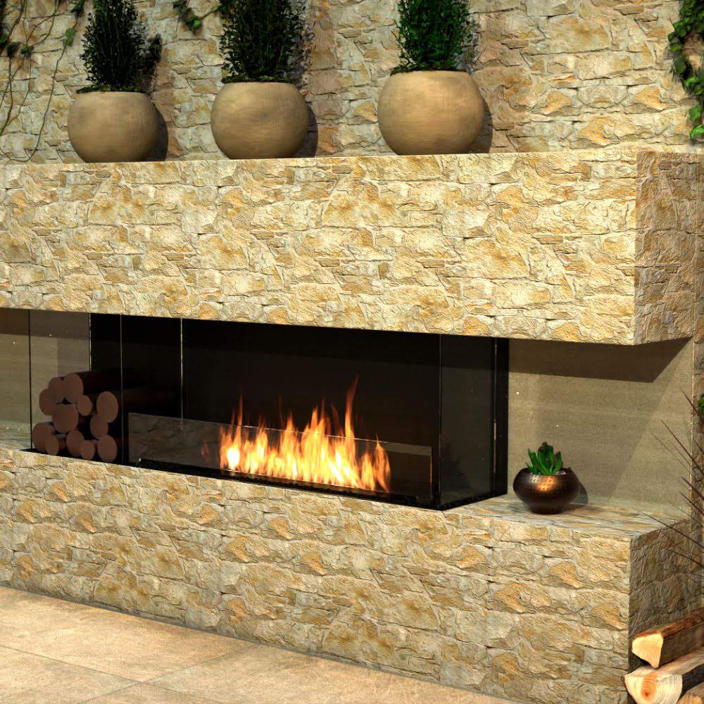 Flex 42 by bay ethanol fireplace insert Luxury Living Space with Built In Fireplace