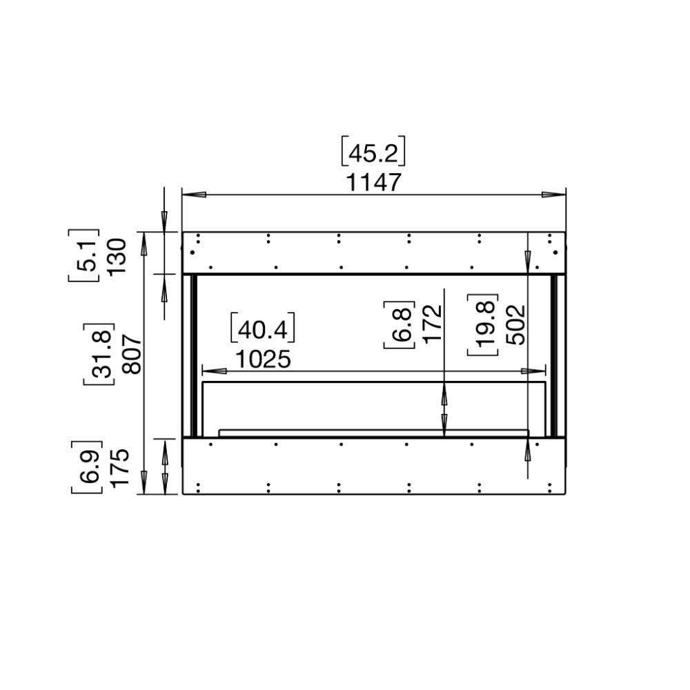 Flex 42 by bay ethanol fireplace insert Technical Drawing Front View