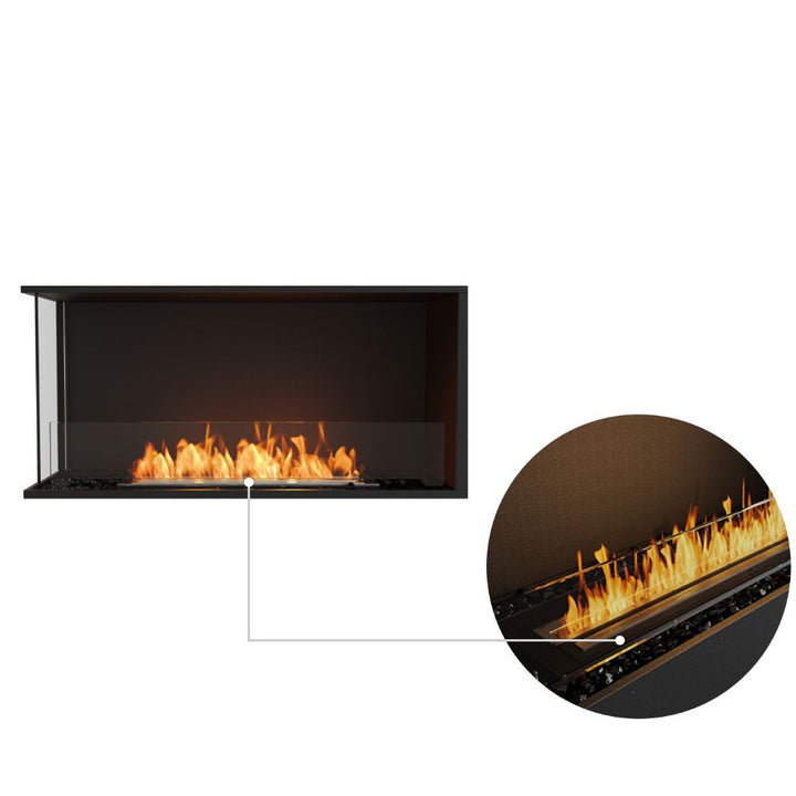 flex 42lc left corner ethanol fireplace insert black ceramic burner