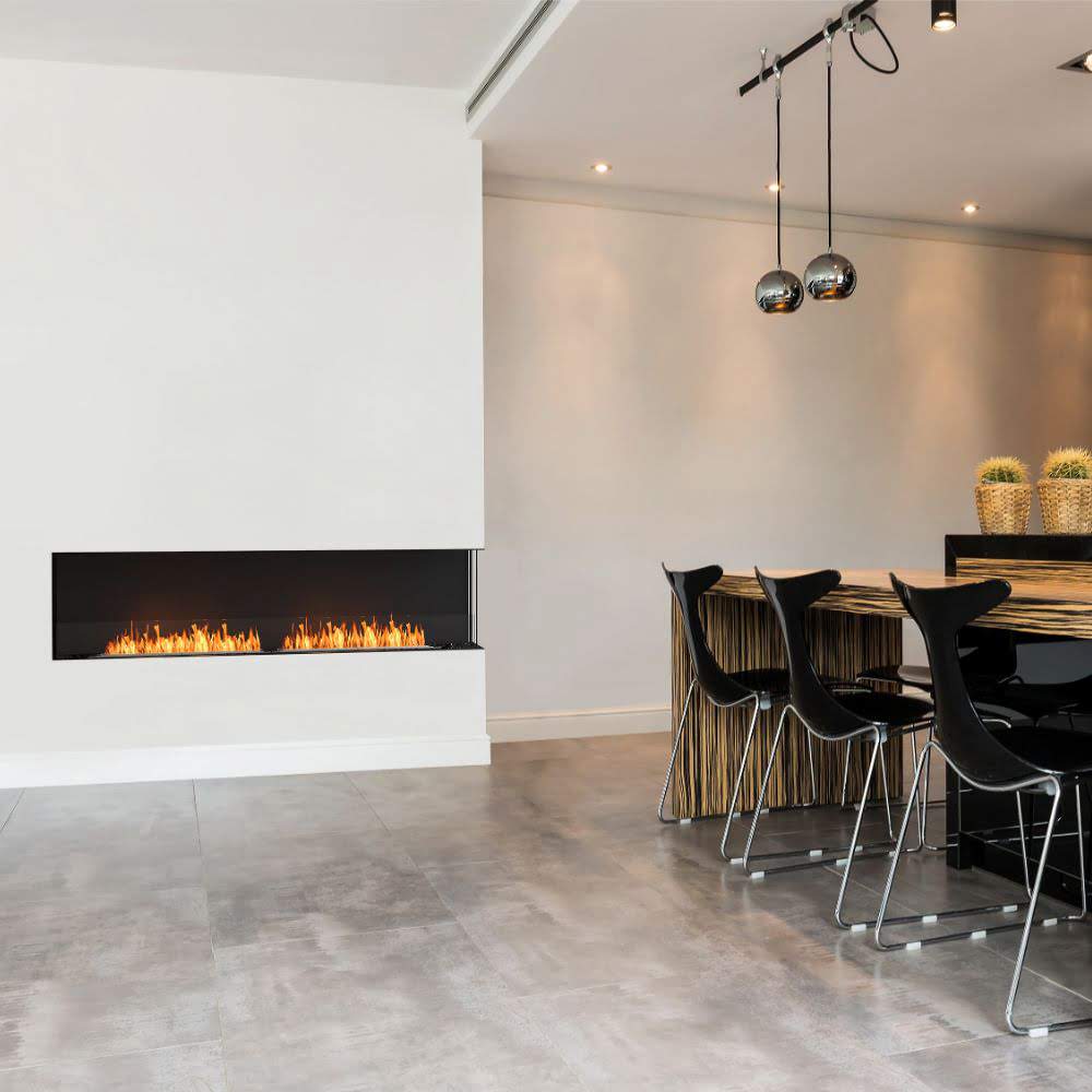 flex 42rc right corner ethanol fireplace insert Contemporary Kitchen With Bar Seating And Fireplace