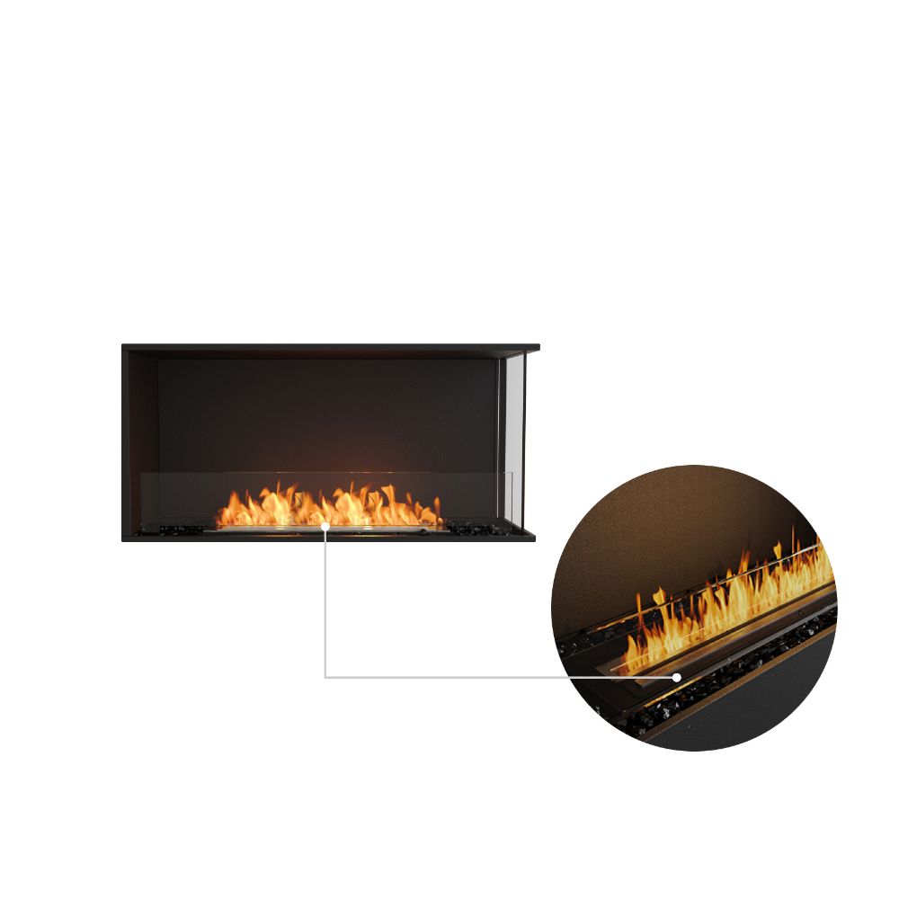 flex 42rc right corner ethanol fireplace insert black ceramic burner