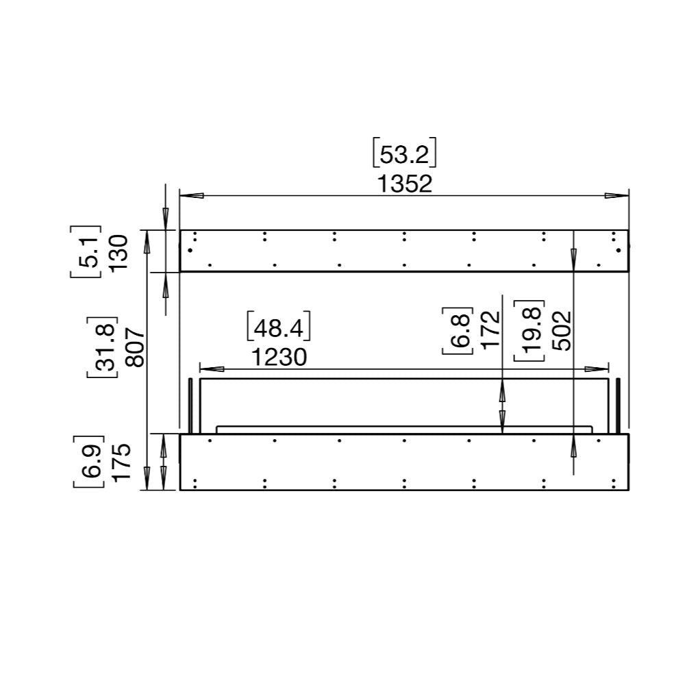 Flex 50IL Technical drawing with dimensions labeled on a white background