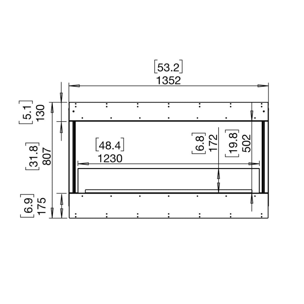 flex 50by bay ethanol fireplace insert Technical Drawing Front View