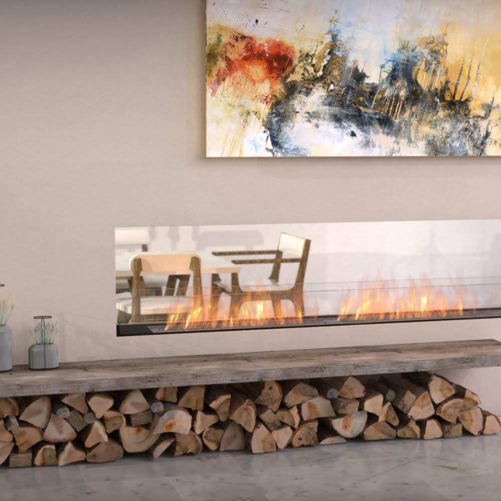 flex 50db double sided ethanol fireplace insert Elegant Wood Panelled Media Wall