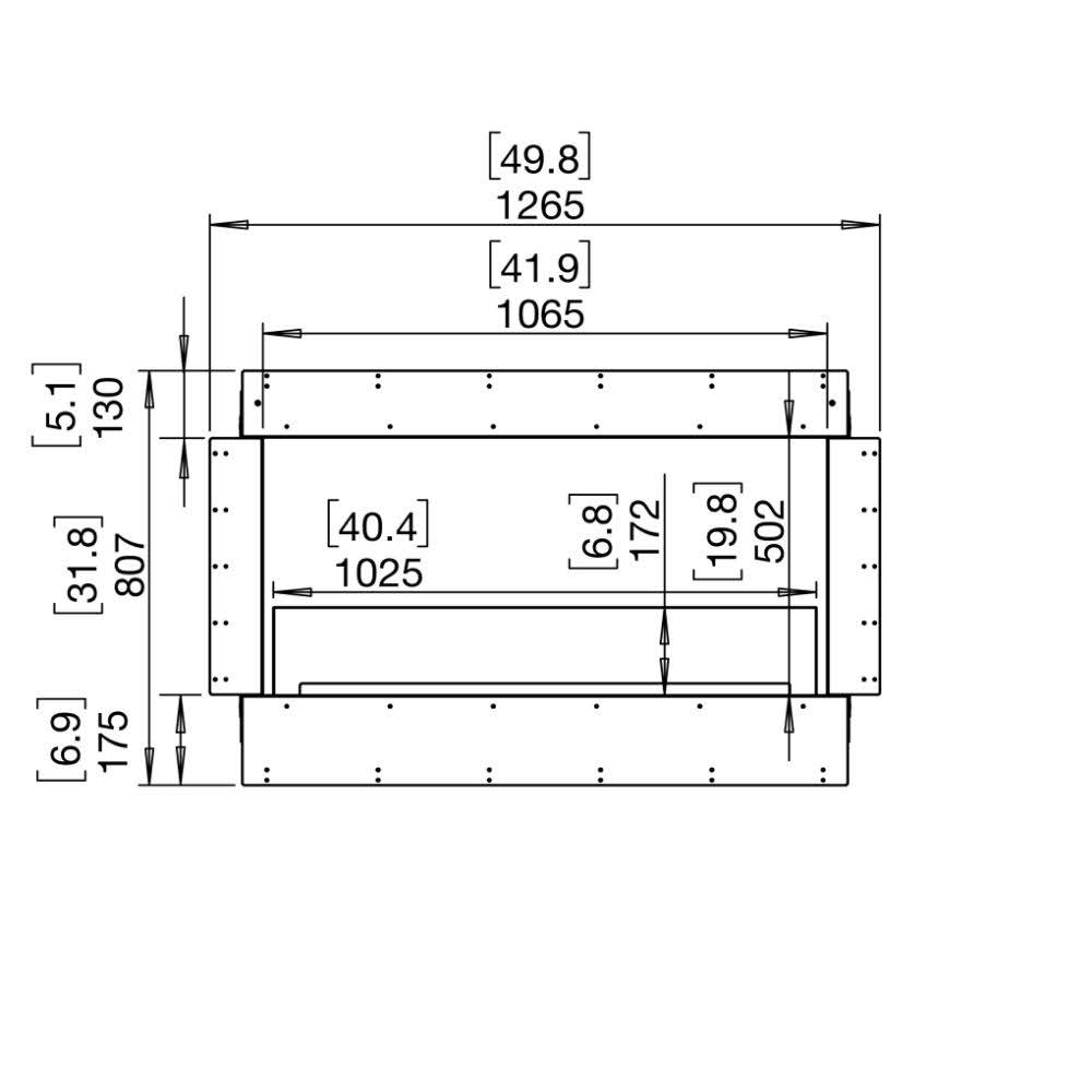 flex 50db double sided ethanol fireplace insert Technical Drawing Front View