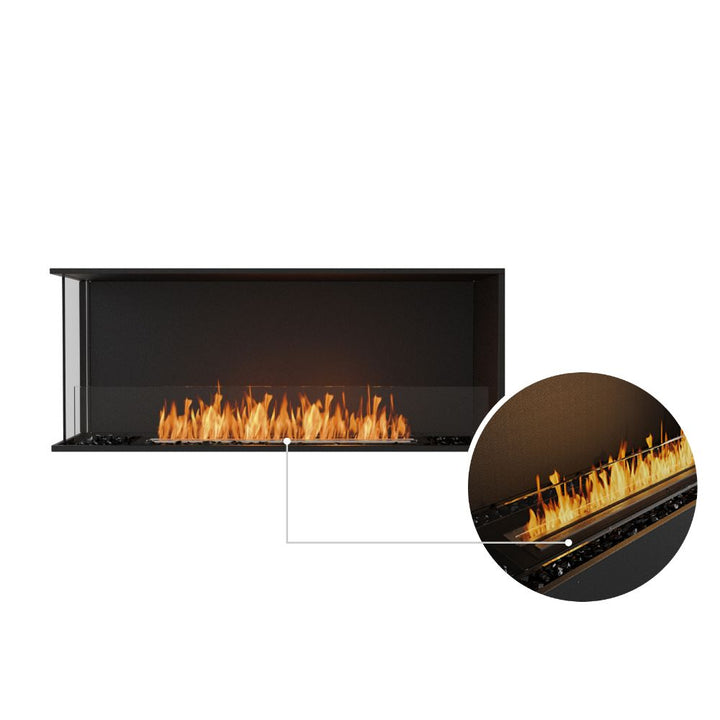 flex 50lc left corner ethanol fireplace insert black ceramic burner