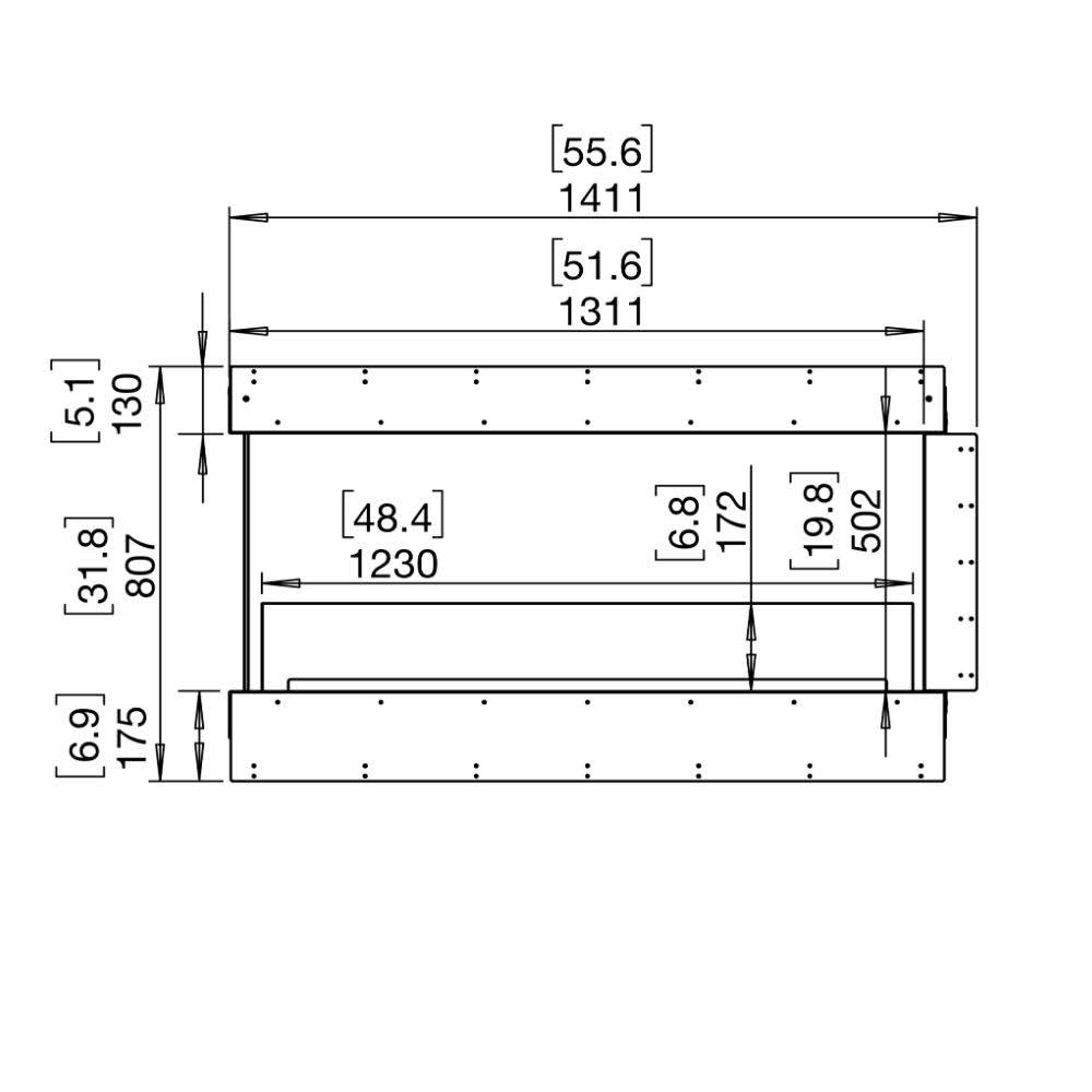 flex 50pn peninsula ethanol fireplace insert Technical Drawing Front View