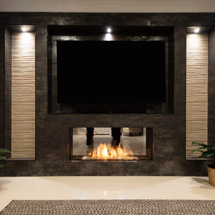 flex 68DB double sided ethanol fireplace insert Minimalist Living Room Black Television