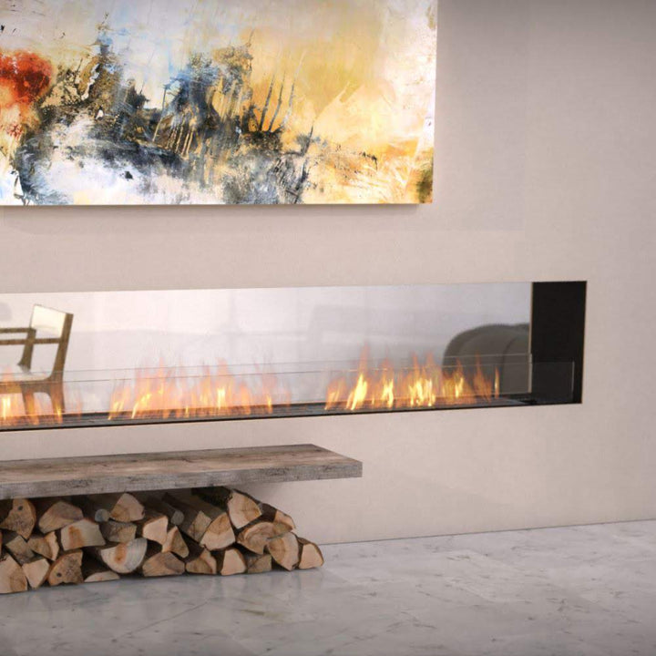 flex 68DB double sided ethanol fireplace insert Sleek Modern Dining Room