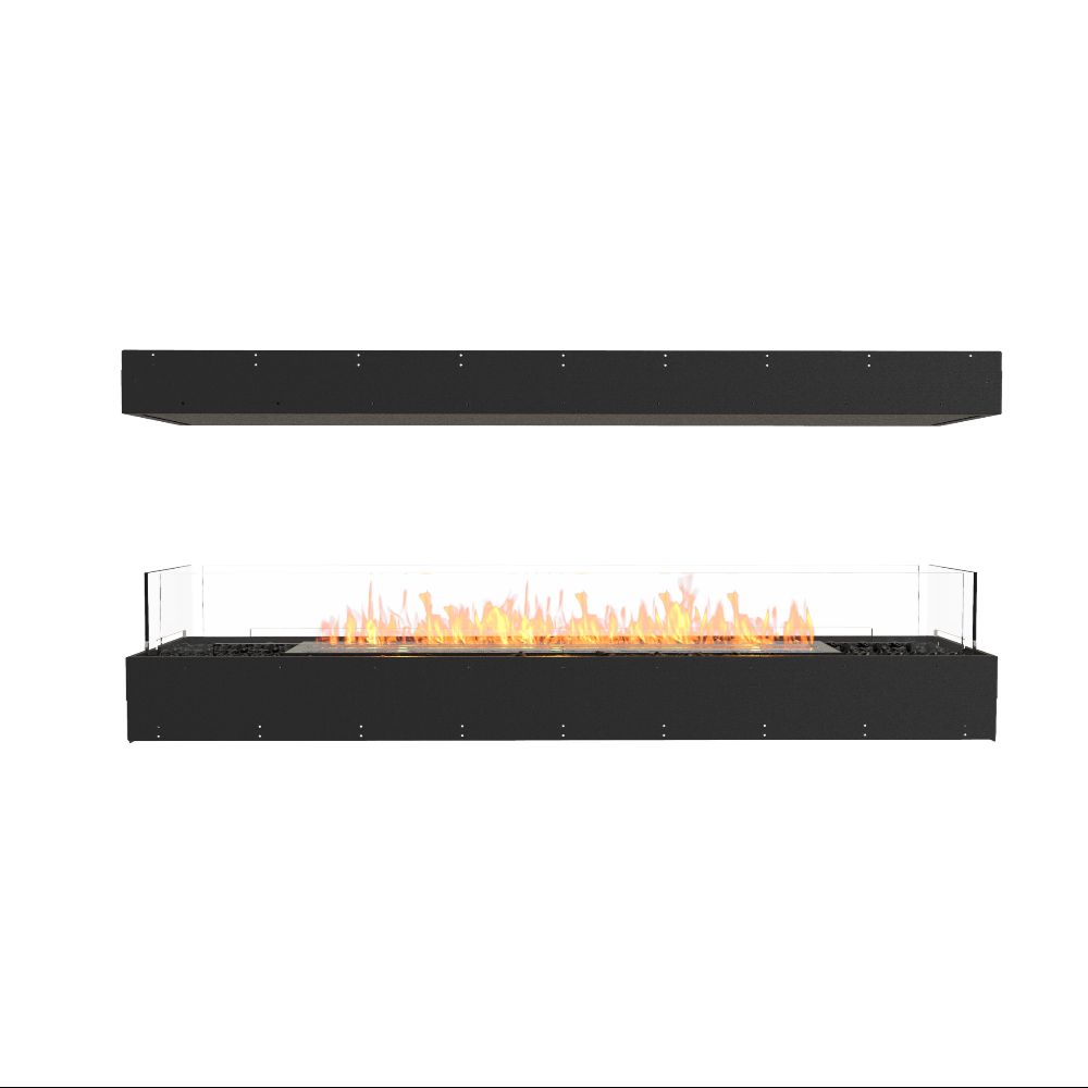 Flex 68IL Modern ethanol fireplace with flames on a white background
