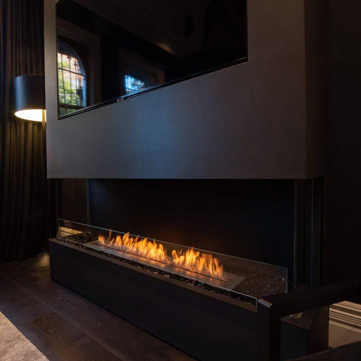 flex 68by bay ethanol fireplace insert Luxurious Sitting Room with Dark Tones