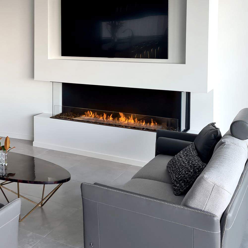 flex 68by bay ethanol fireplace insert Modern Decor with Grey Accent Chairs