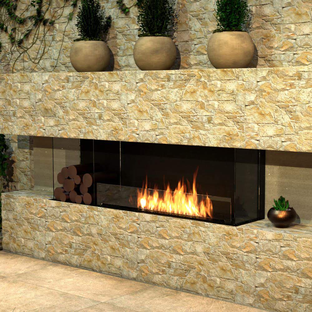 flex 68by bay ethanol fireplace insert Modern Space with Decorative Vases