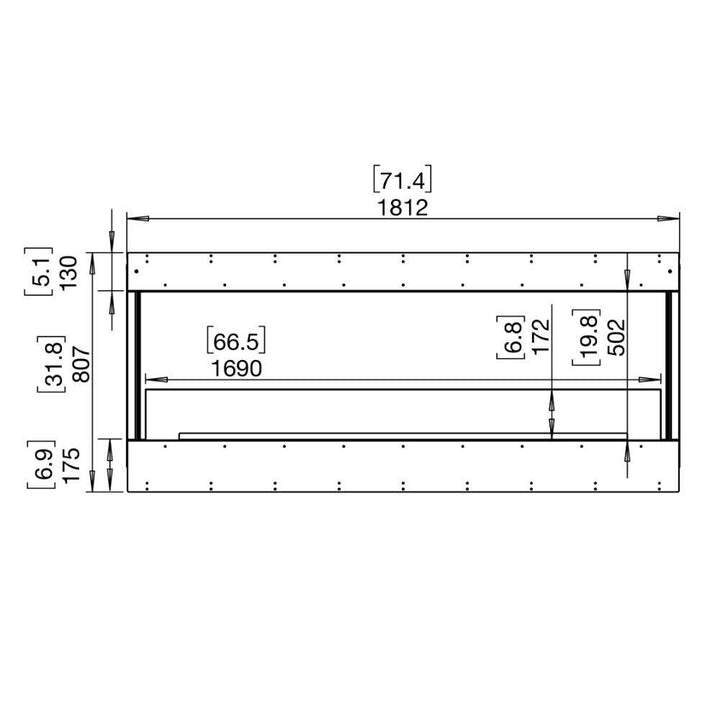 flex 68by bay ethanol fireplace insert Technical Drawing Front View