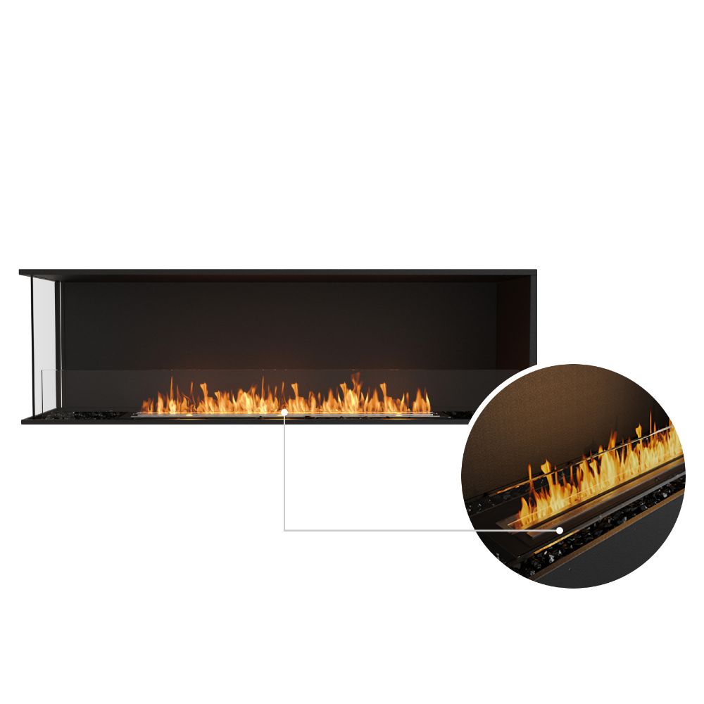 flex 68lc left corner ethanol fireplace insert black ceramic burner