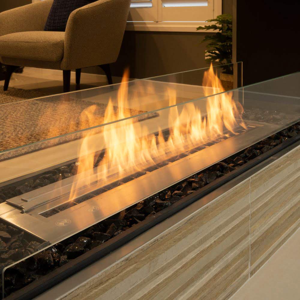 flex 86DB double sided ethanol fireplace insert close up flame