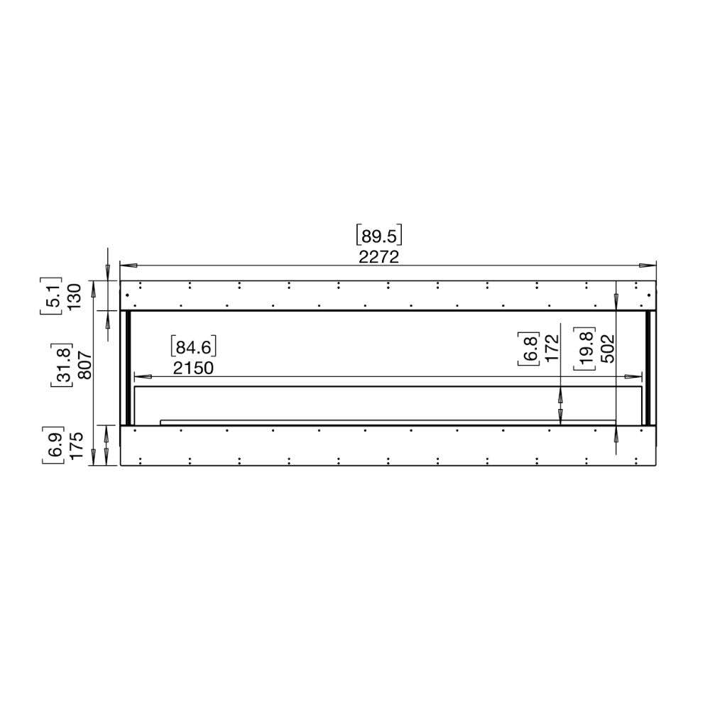 flex 86by bay ethanol fireplace insert Technical Drawing Front View