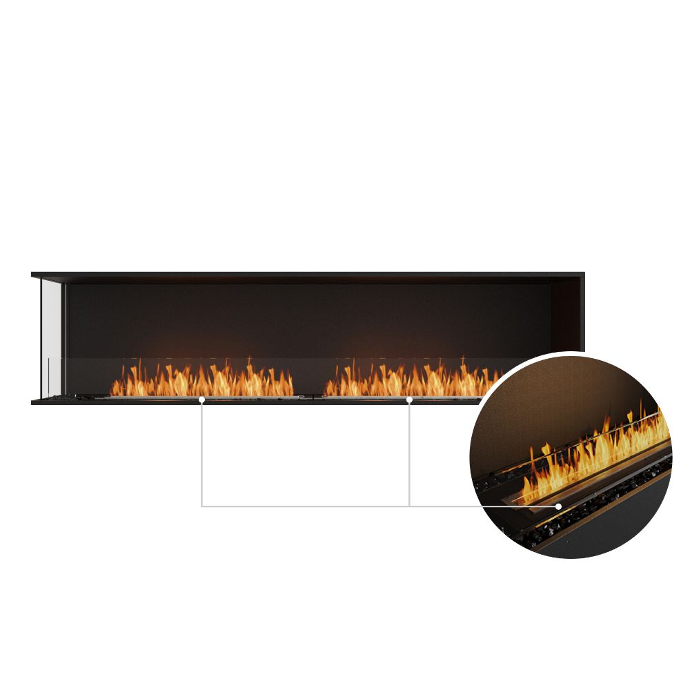 flex 86lc left corner ethanol fireplace insert black ceramic burner