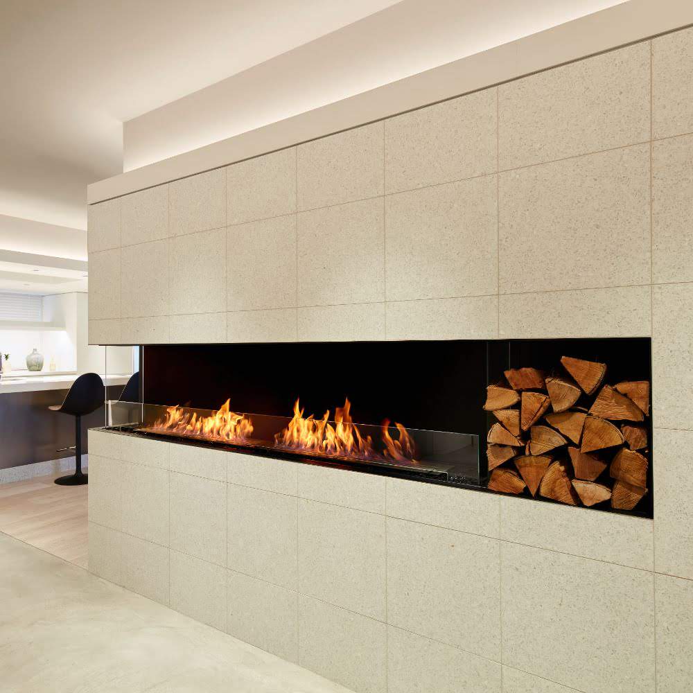 flex 86lc left corner ethanol fireplace insert chic dining room wood storage