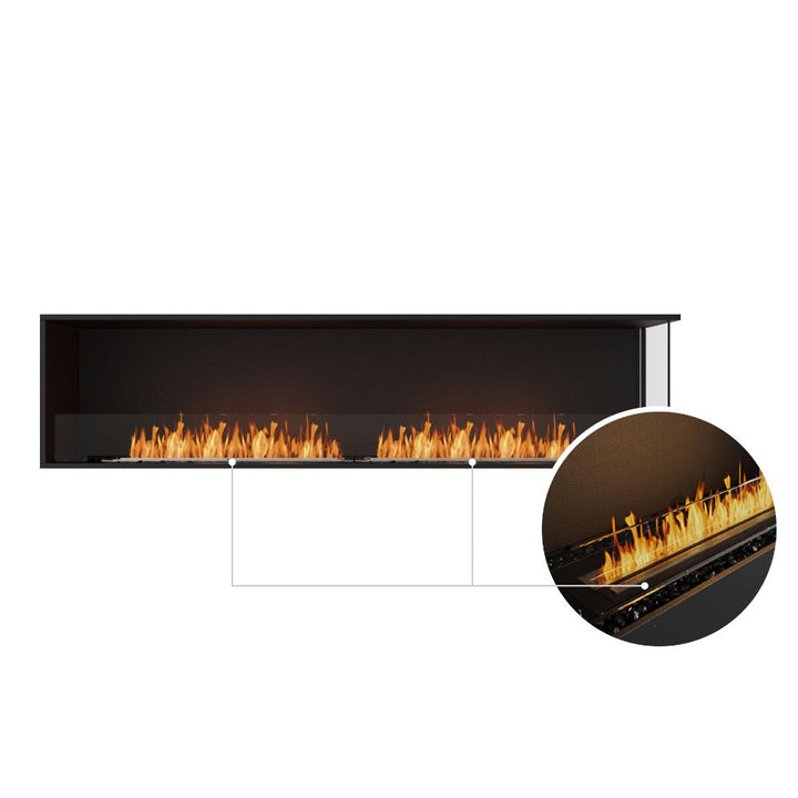 flex 86rc right corner ethanol fireplace insert black ceramic burner