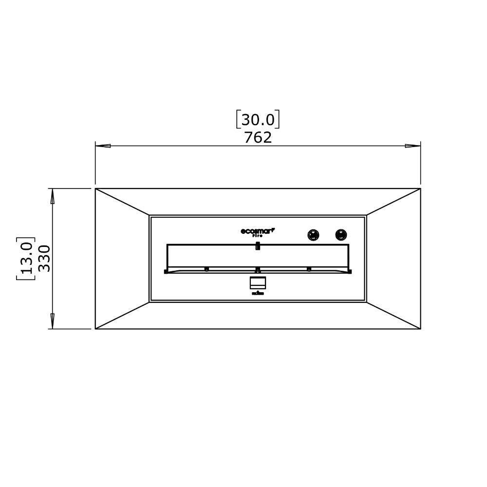 grate 30 ethanol fireplace for traditional fireplaces Technical Drawing Plan View