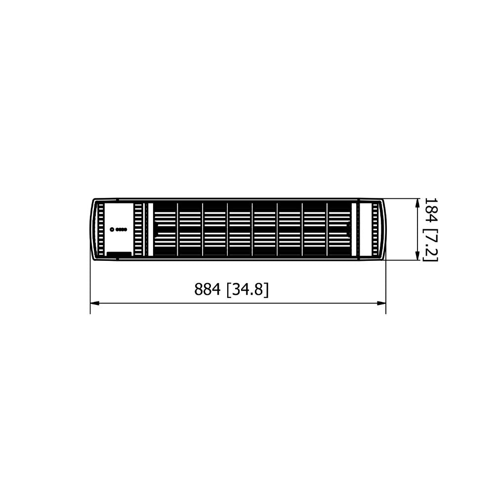 heatscope spot 2800w electric radiant heater technical drawing front