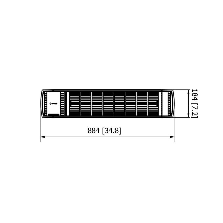 heatscope spot 2800w electric radiant heater technical drawing front