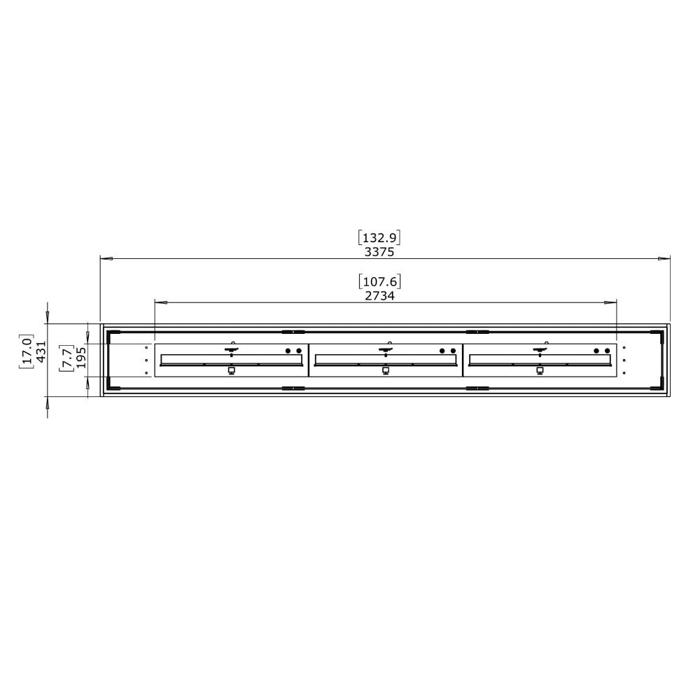 linear 130 ethanol burner kit Technical Drawing Plan View