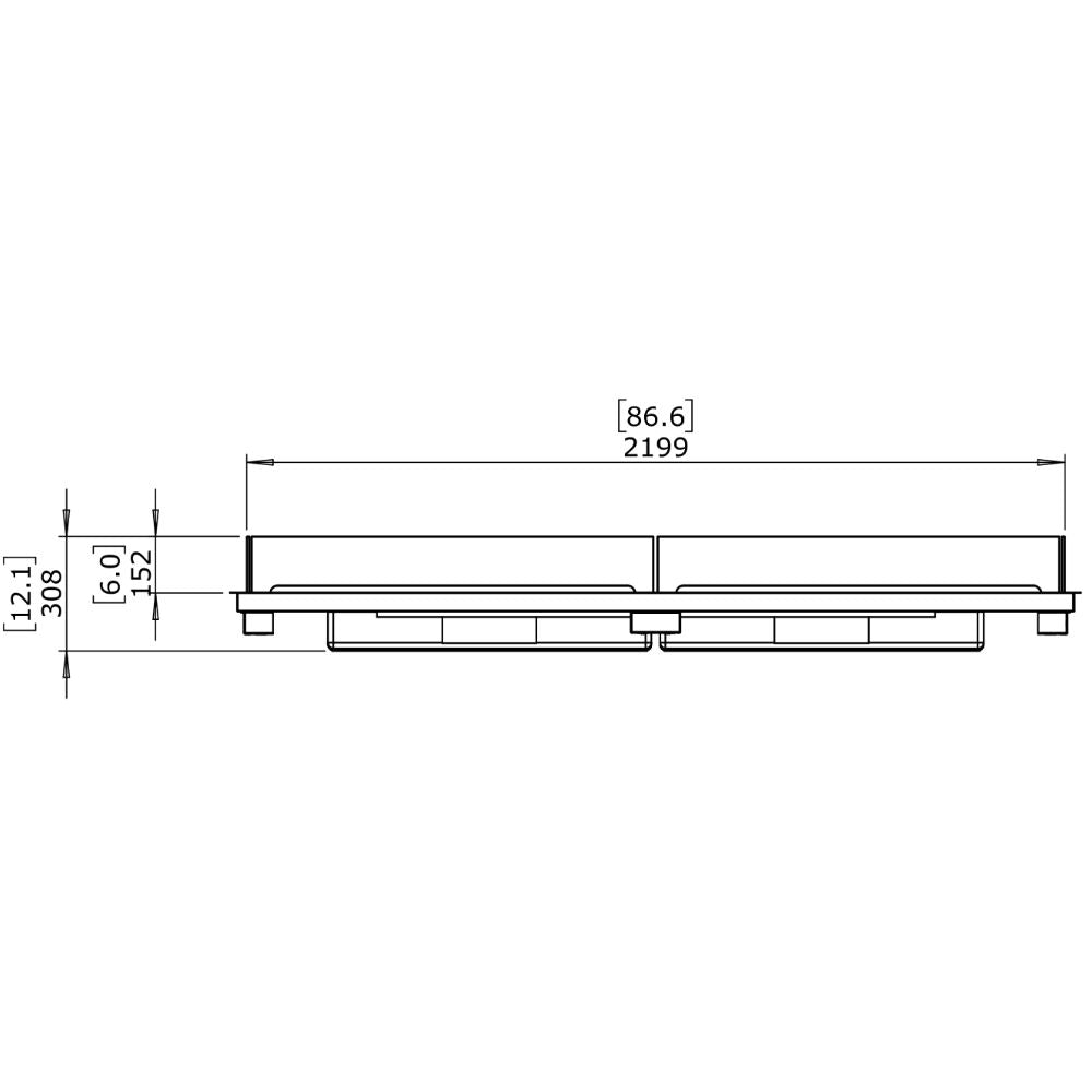 linear 90 ethanol burner kit Technical Drawing Front View