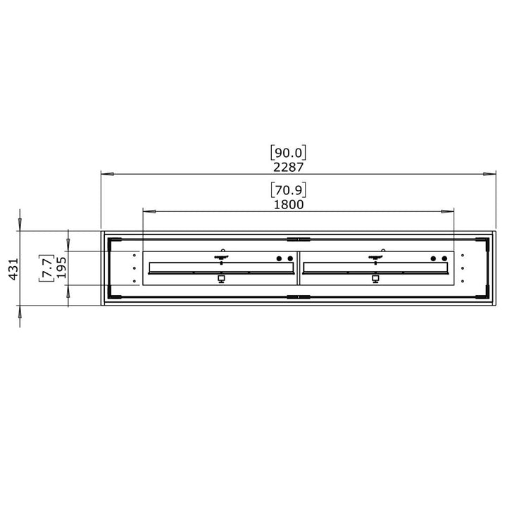 linear 90 ethanol burner kit Technical Drawing Plan View