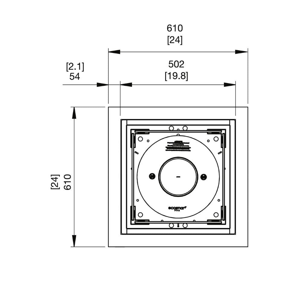 sidecar 24 ethanol fire pit table Technical Drawing Plan View