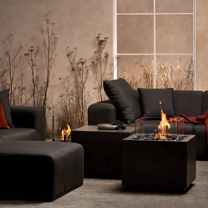 sidecar 24 ethanol fire pit table graphite dark red accents