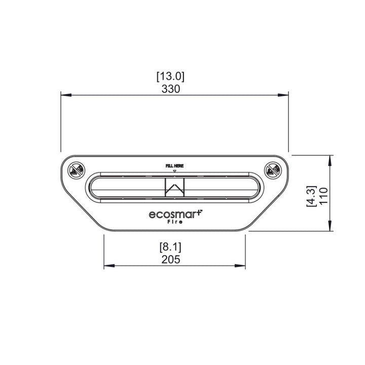 vb2 ethanol burner insert for traditional fireplaces Technical Drawing Plan View